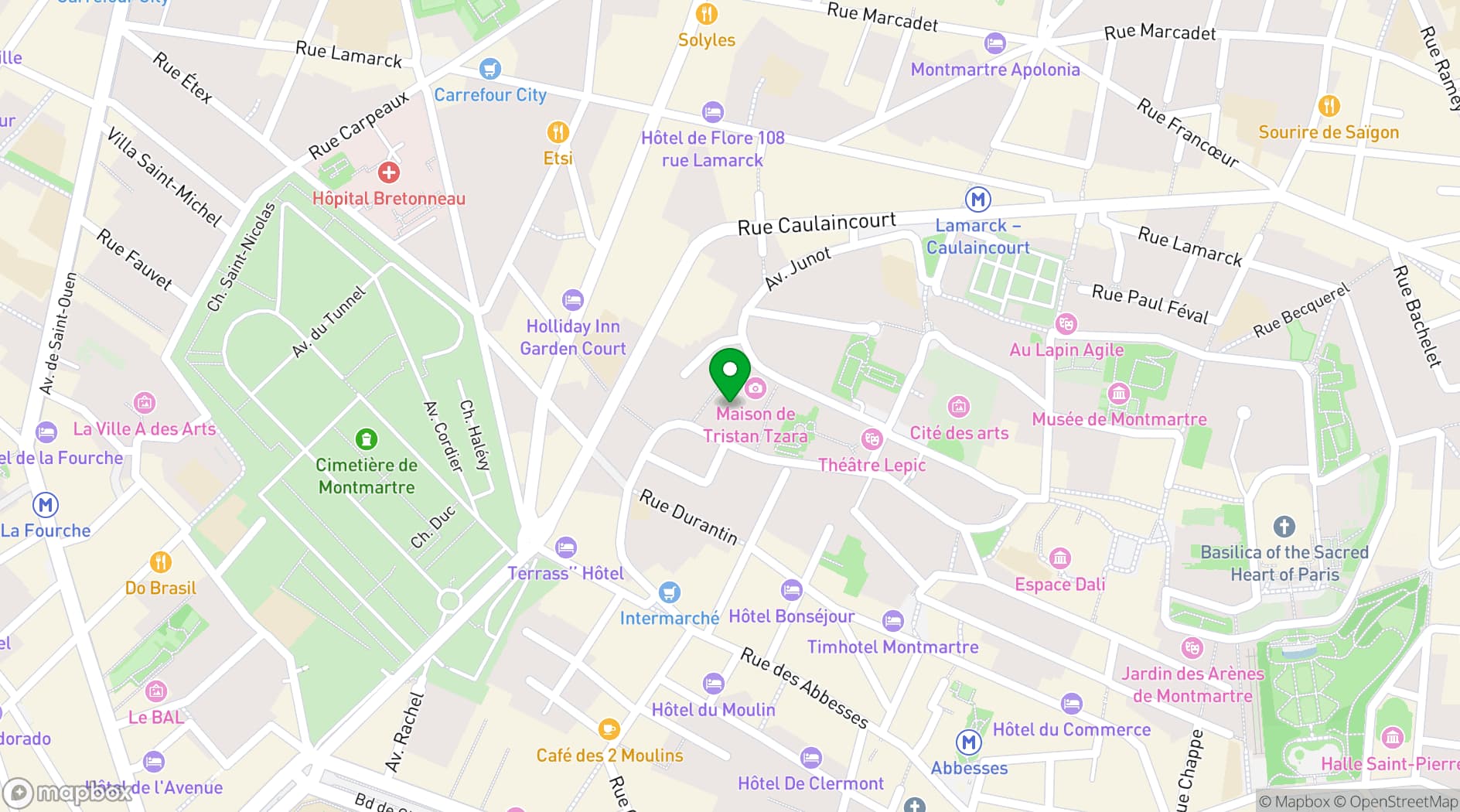 Map showing L'Hôtel Particulier