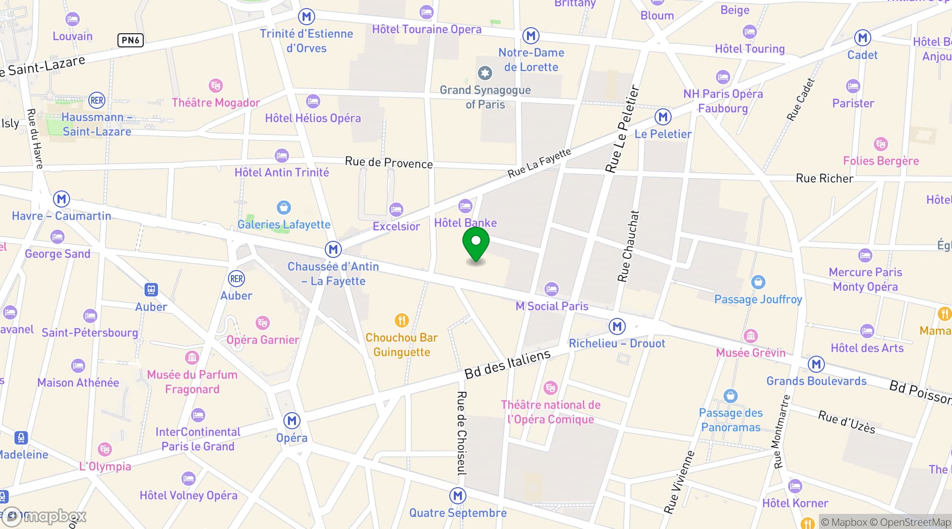 Map showing Paris Marriott Opera Ambassador (Paris)