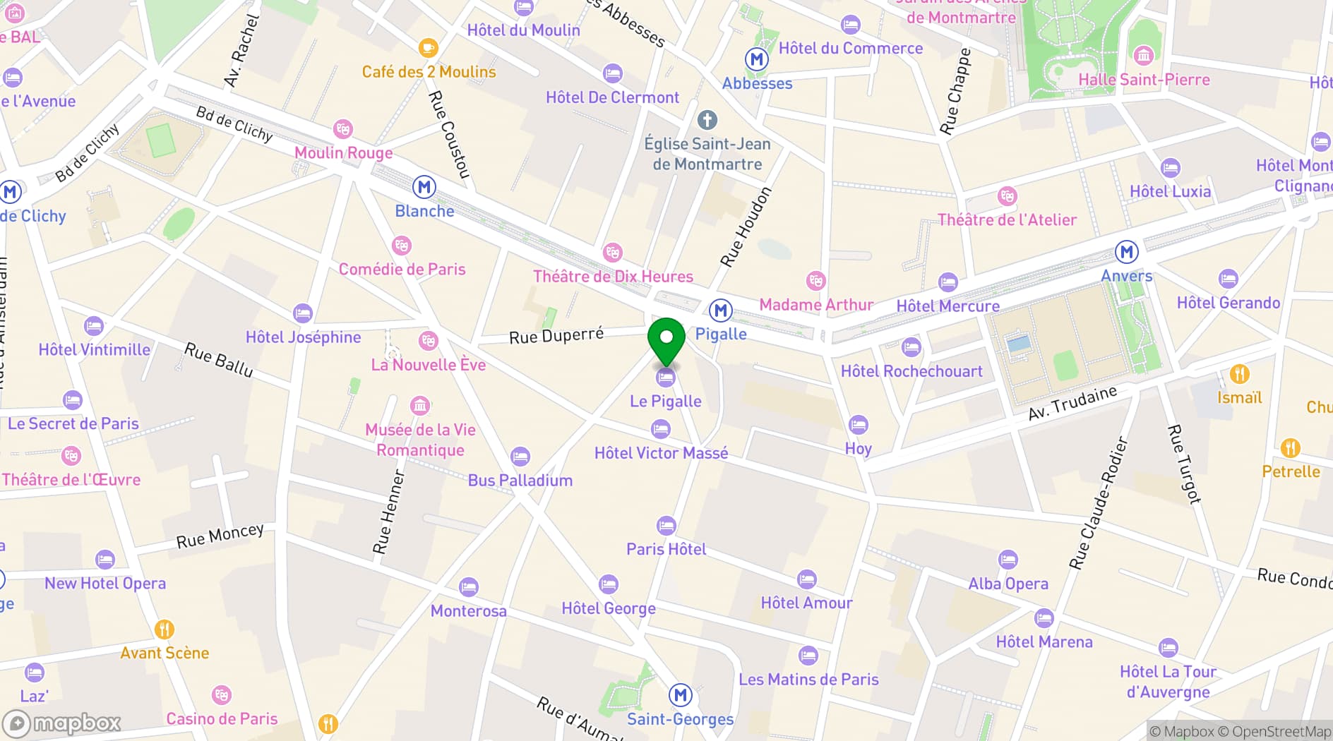 Map showing Le Pigalle, a Member of Design Hotels™