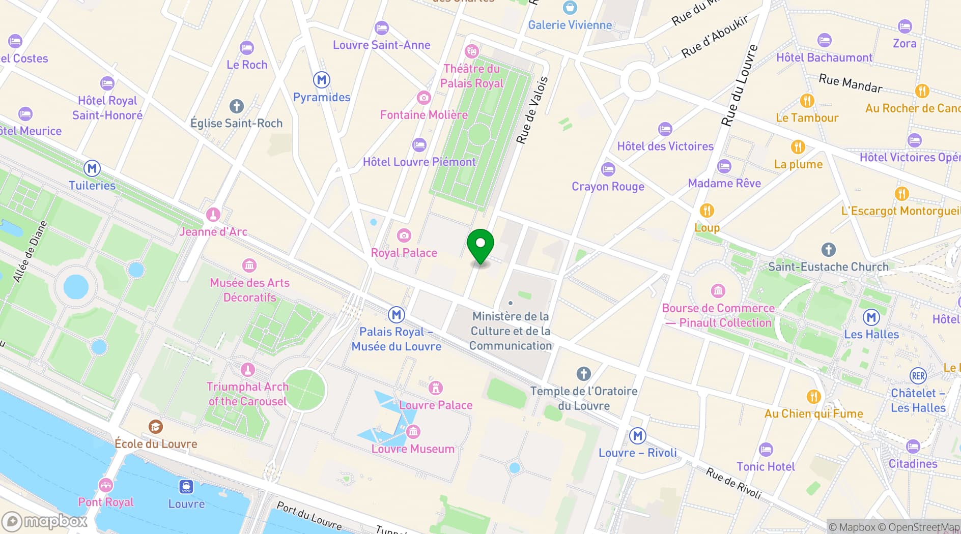 Map showing Palais Royal Restaurant
