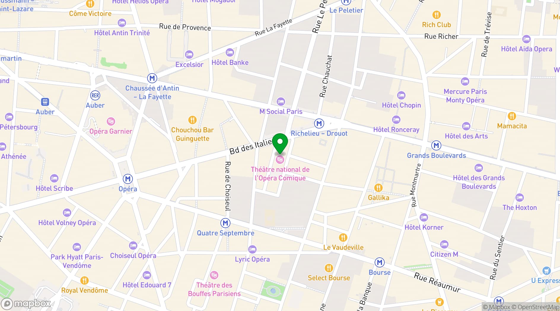 Map showing Opéra Comique
