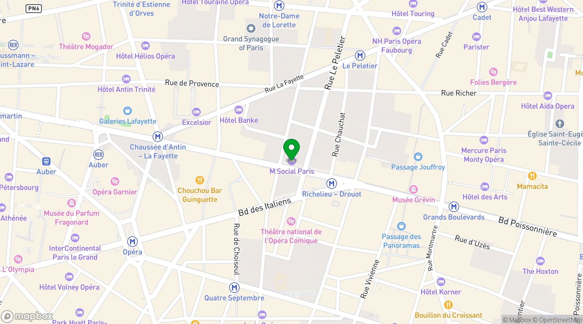 Map showing Spaces Opéra Garnier