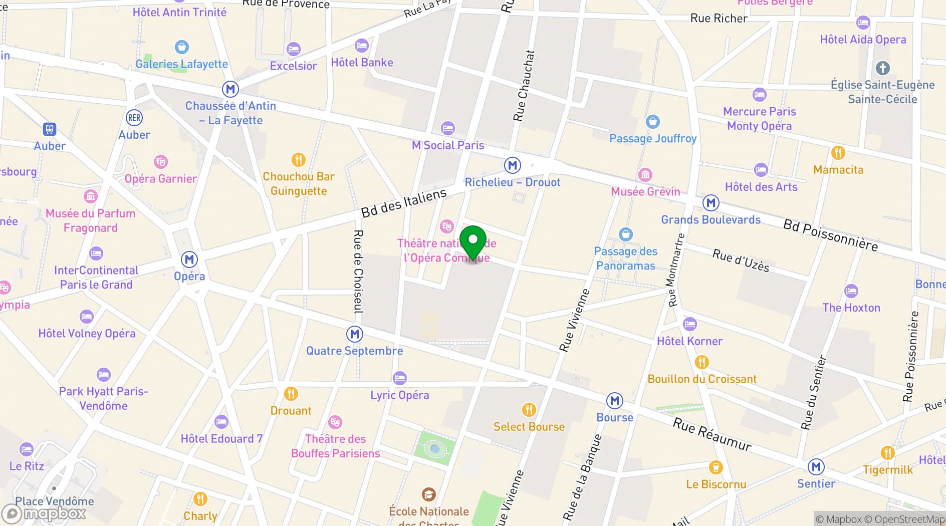 Map showing Comet Bourse