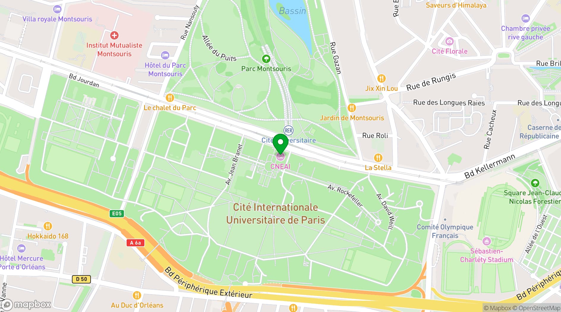 Map showing Cité internationale universitaire de Paris