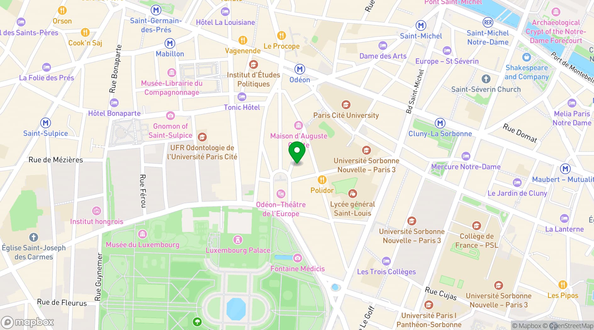 Map showing HÔTEL BAUME PARIS
