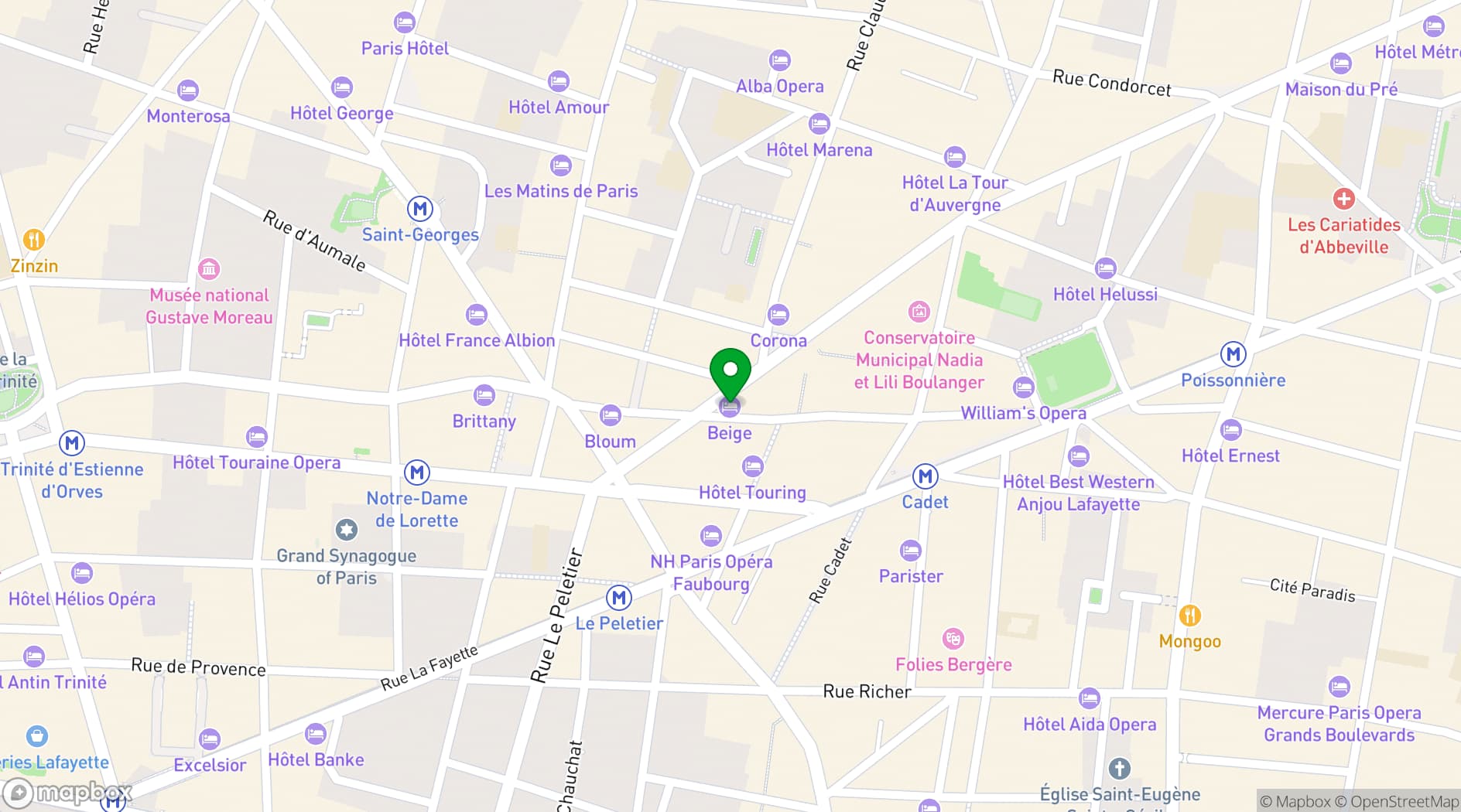 Map showing Hôtel Beige