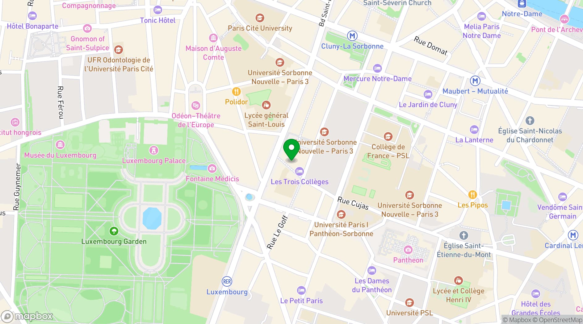 Map showing Hôtel Grand Cœur Latin