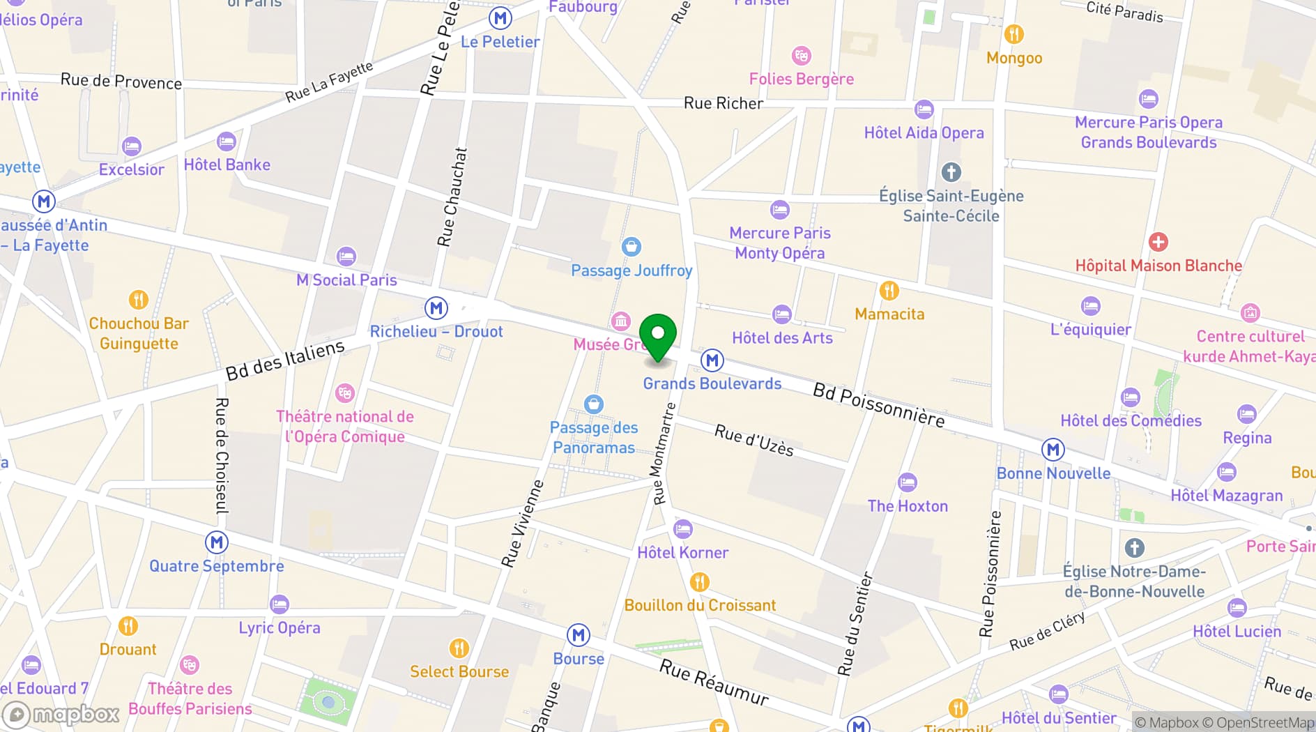 Map showing Hotel Paris Opéra Affiliated by Meliá