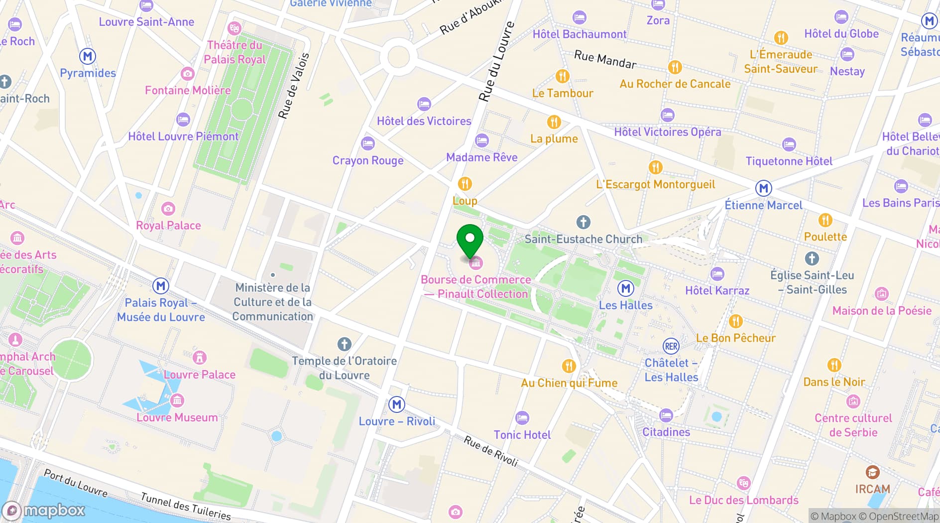 Map showing Bourse de Commerce – Pinault Collection