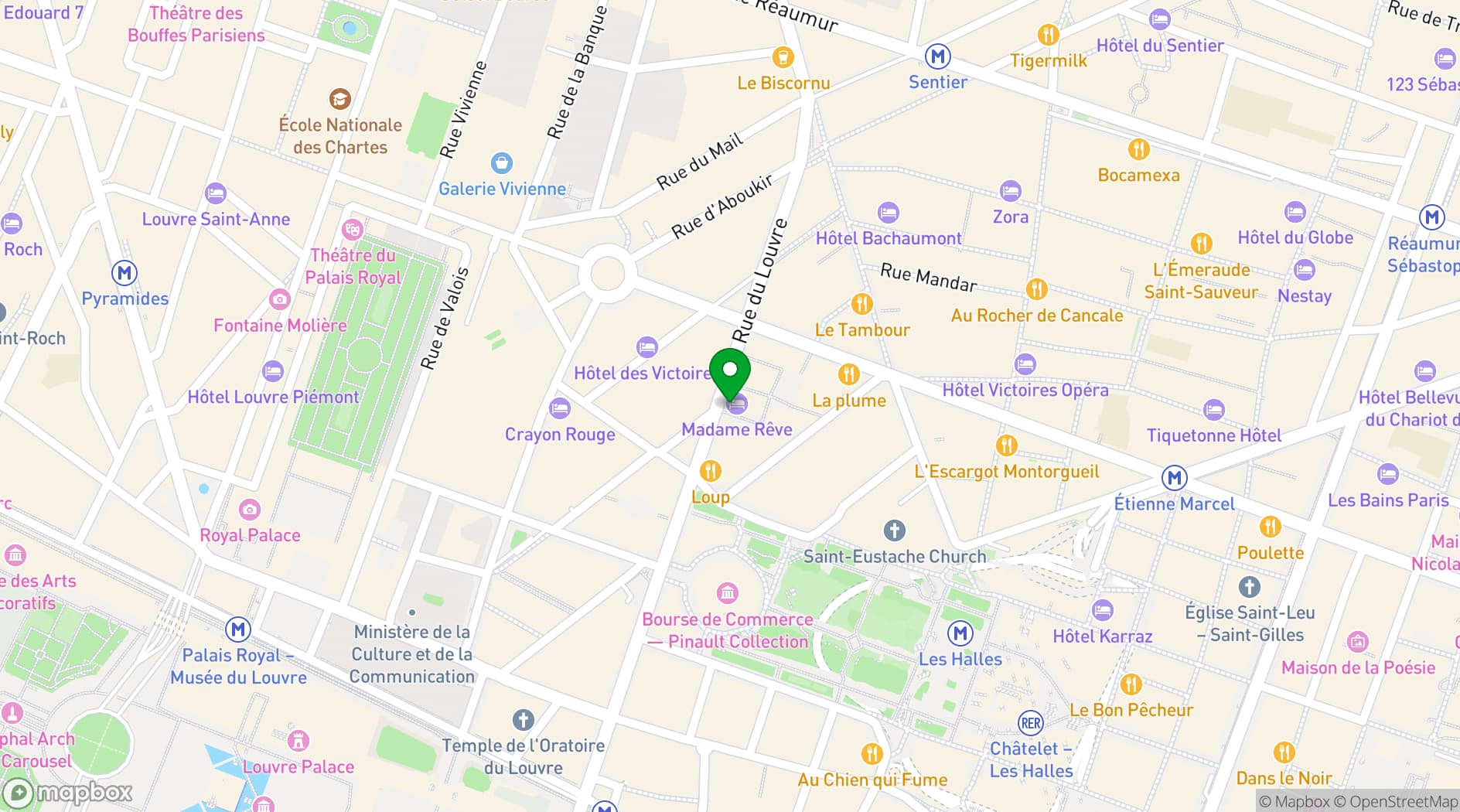 Map showing Hôtel Madame Rêve