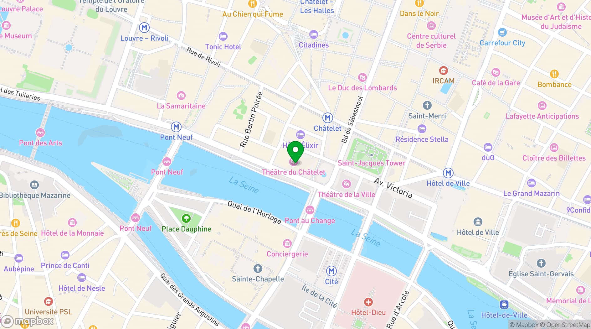 Map showing Théâtre du Châtelet