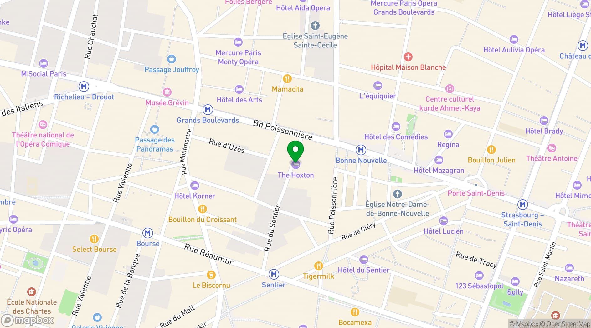 Map showing The Hoxton, Paris