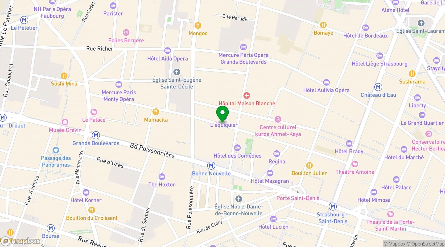 Map showing Echiquier Opéra Paris
