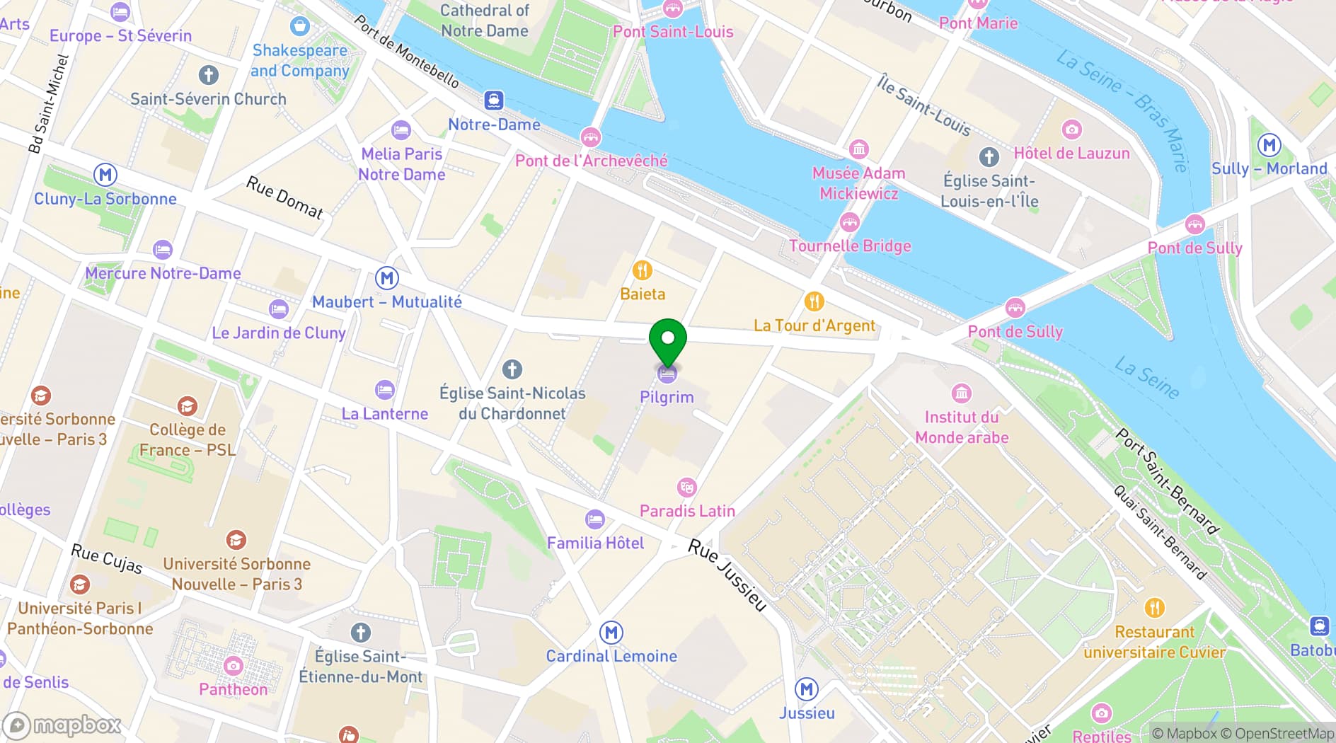 Map showing Hôtel Pilgrim