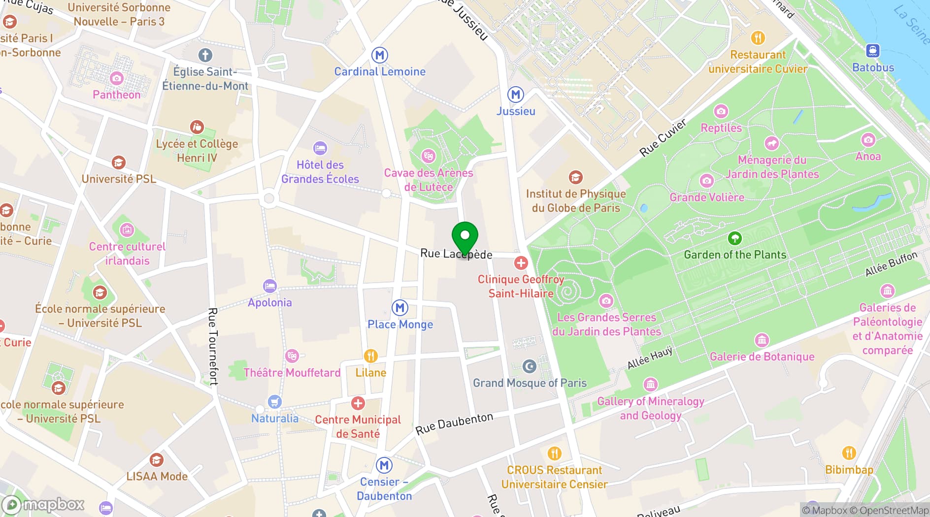 Map showing Jardin des Plantes