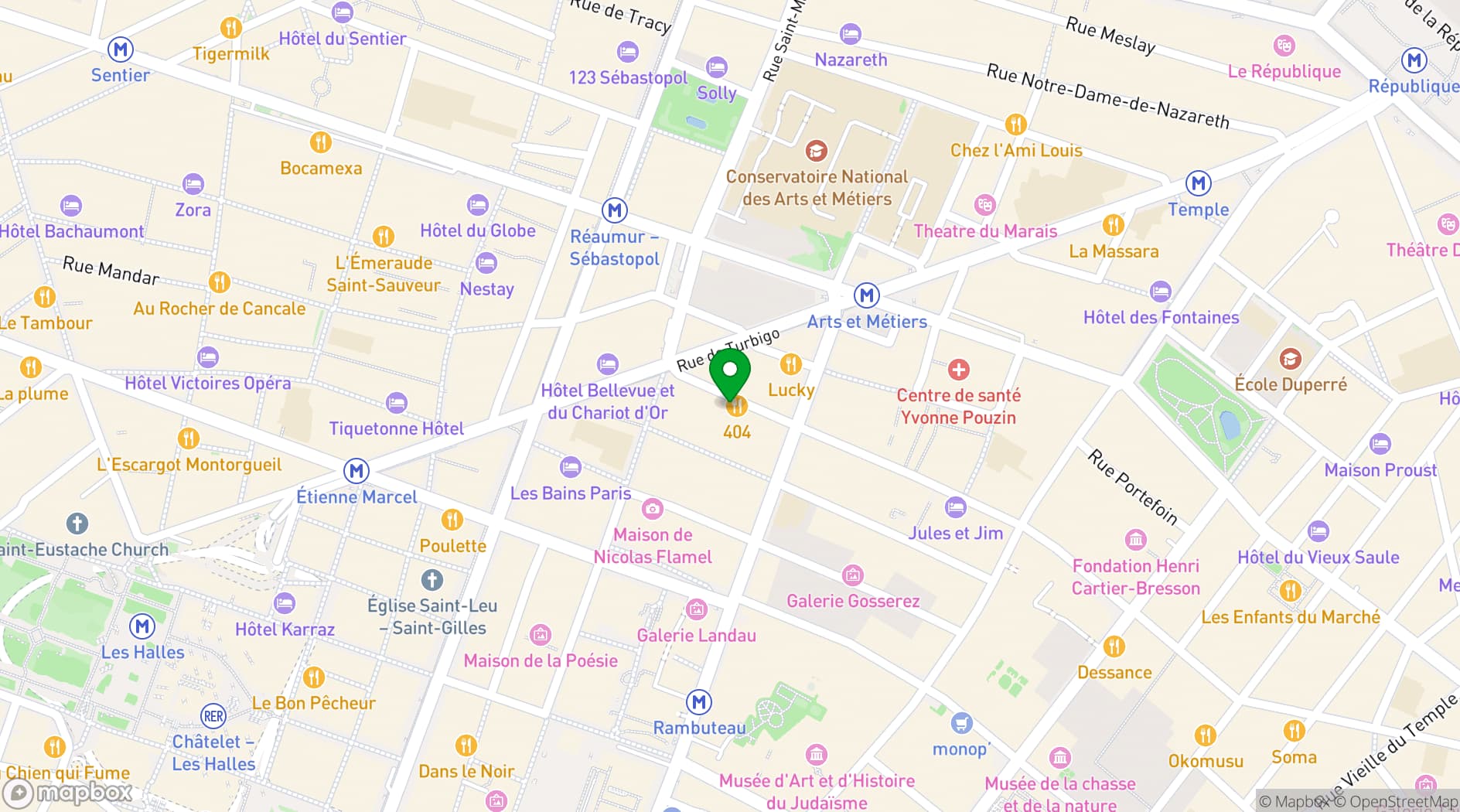 Map showing 404 Restaurant