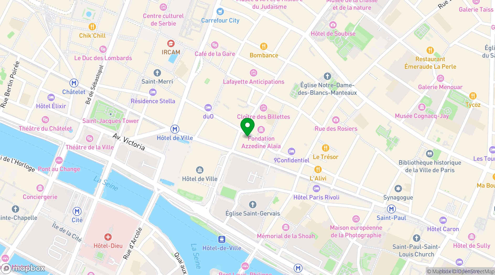 Map showing Hôtel Le Grand Mazarin