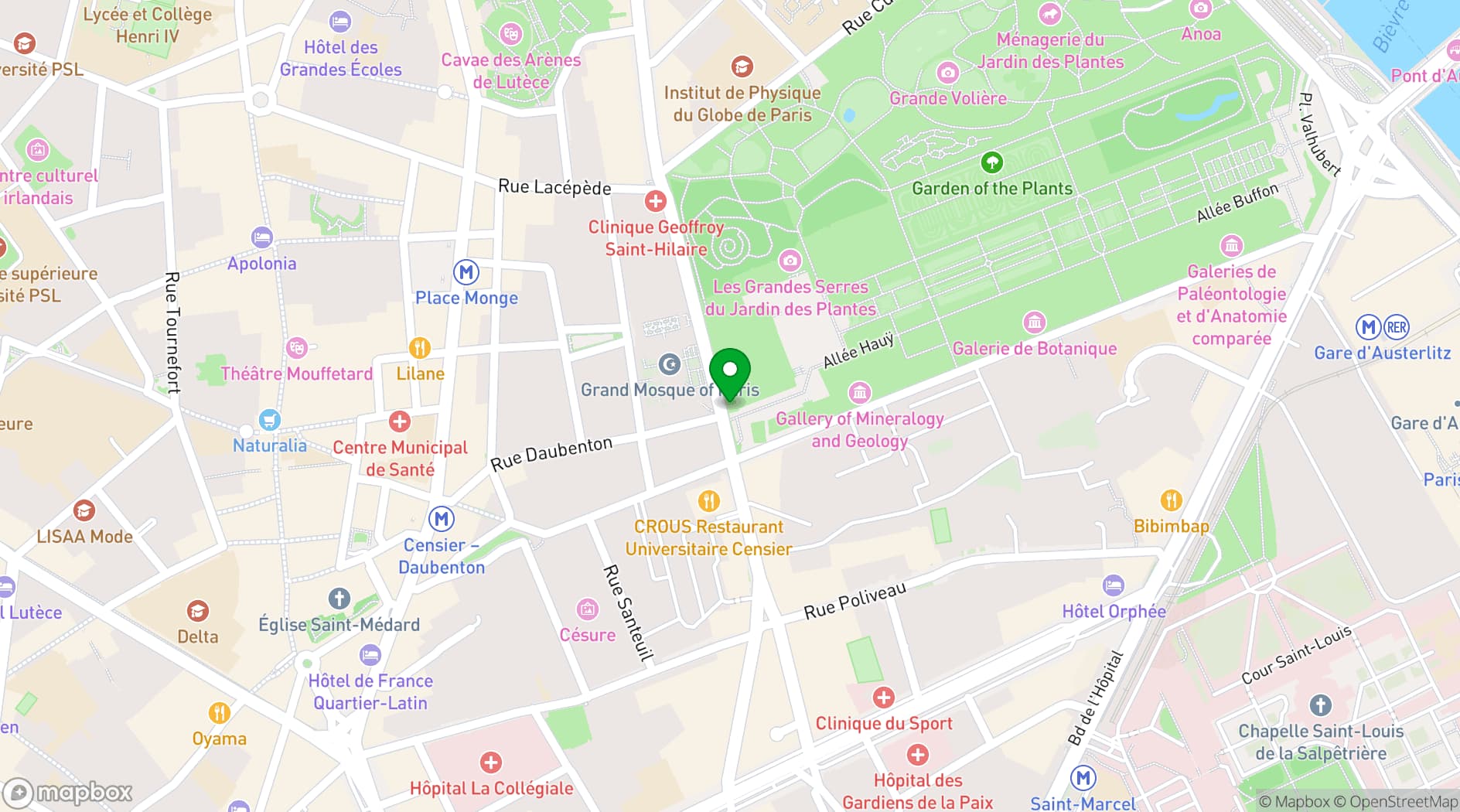 Map showing Muséum national d'Histoire naturelle