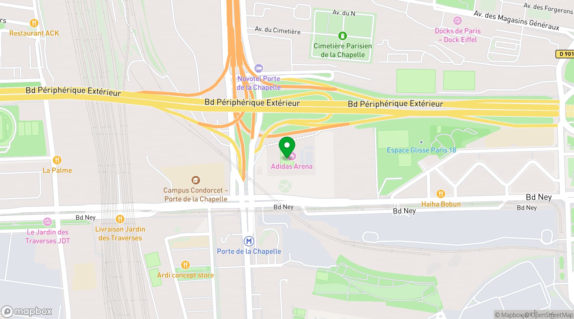 Map showing Adidas Arena