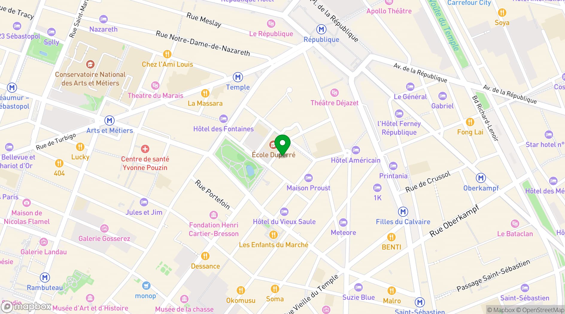 Map showing Le Carreau du Temple