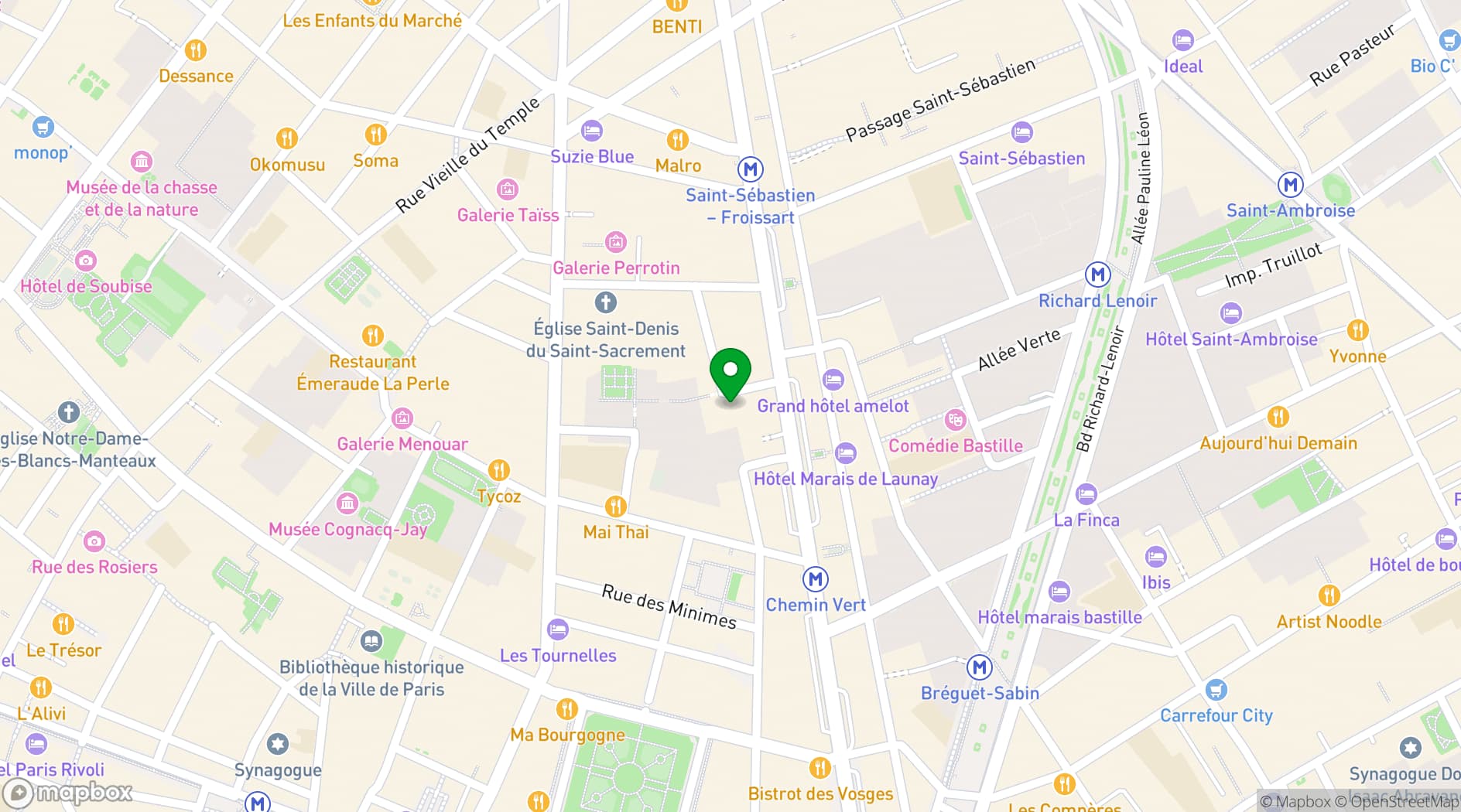 Map showing Villa Beaumarchais