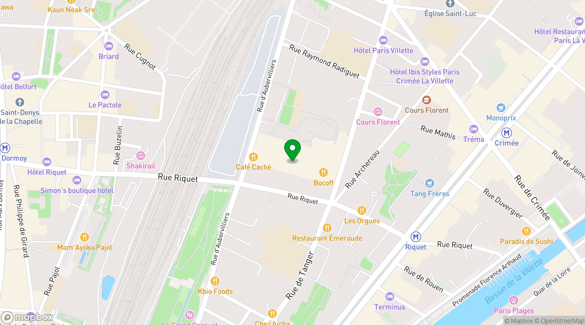Map showing CENTQUATRE-PARIS