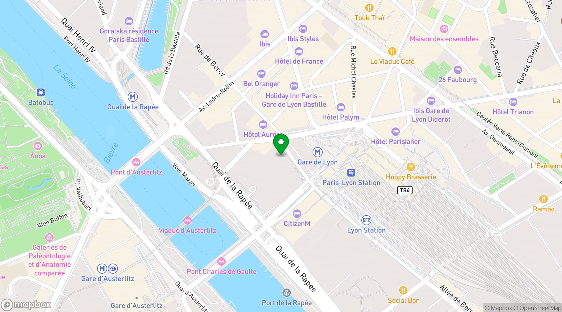 Map showing Courtyard Paris Gare de Lyon