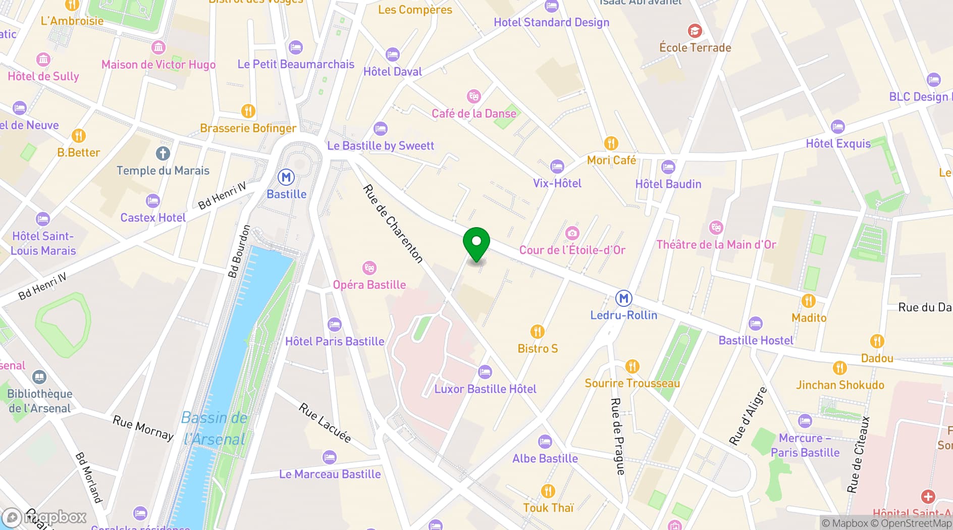 Map showing Brasserie Rosie
