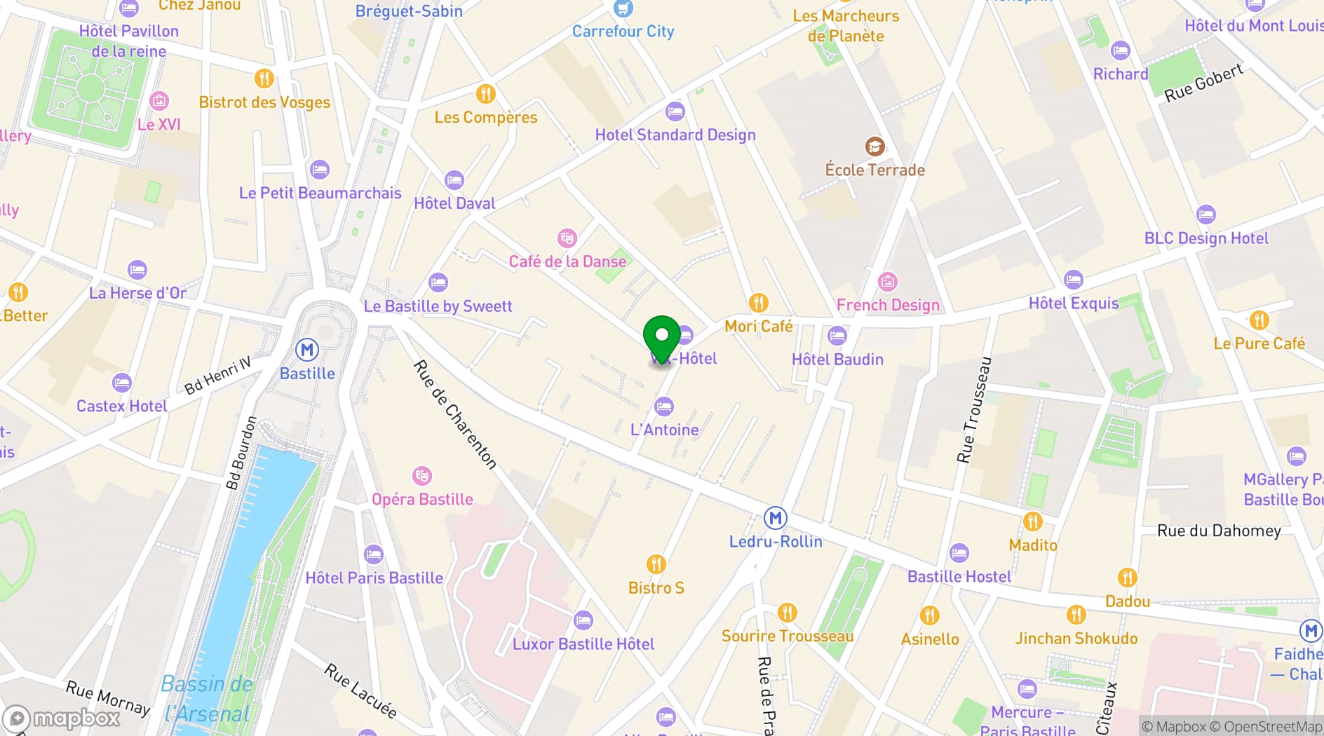 Map showing Chez Paul