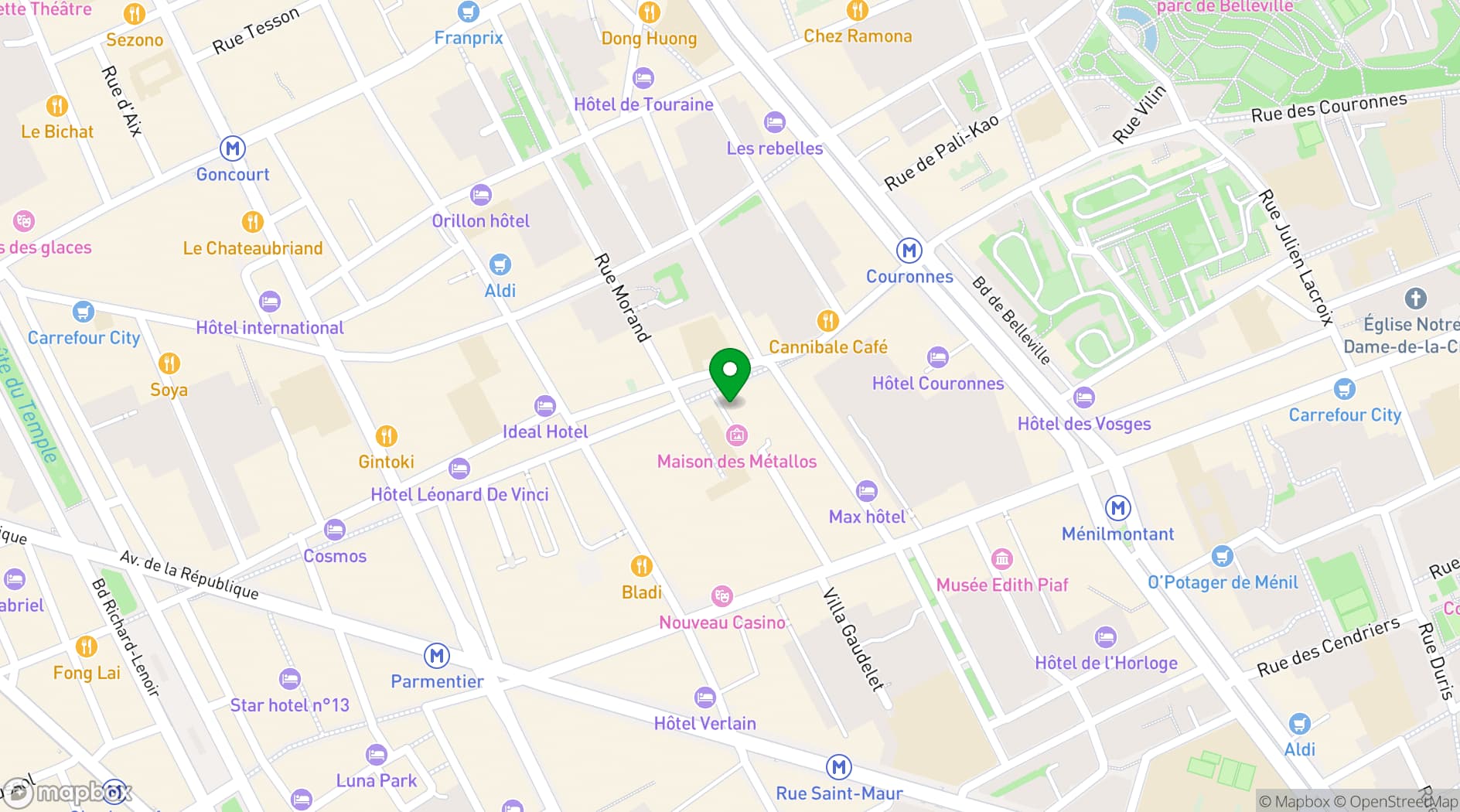 Map showing Maison des Métallos