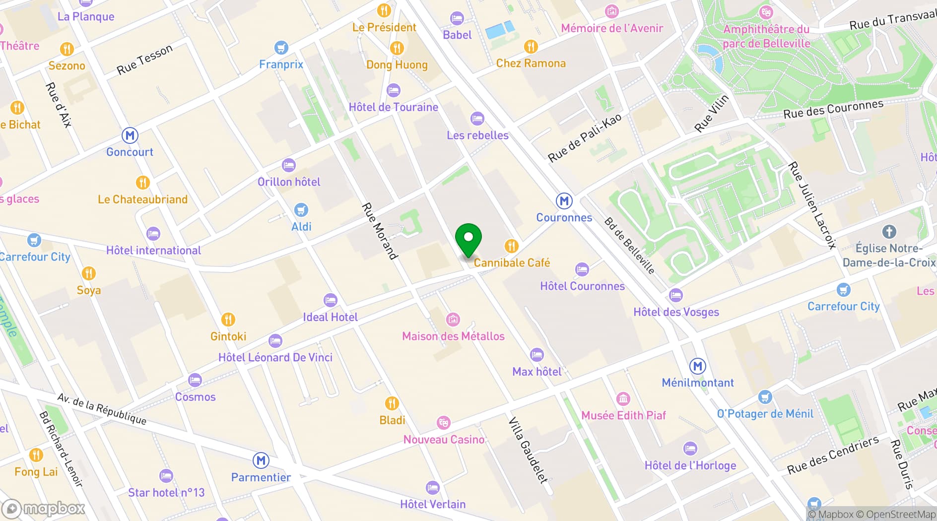 Map showing  Restaurant Bouche