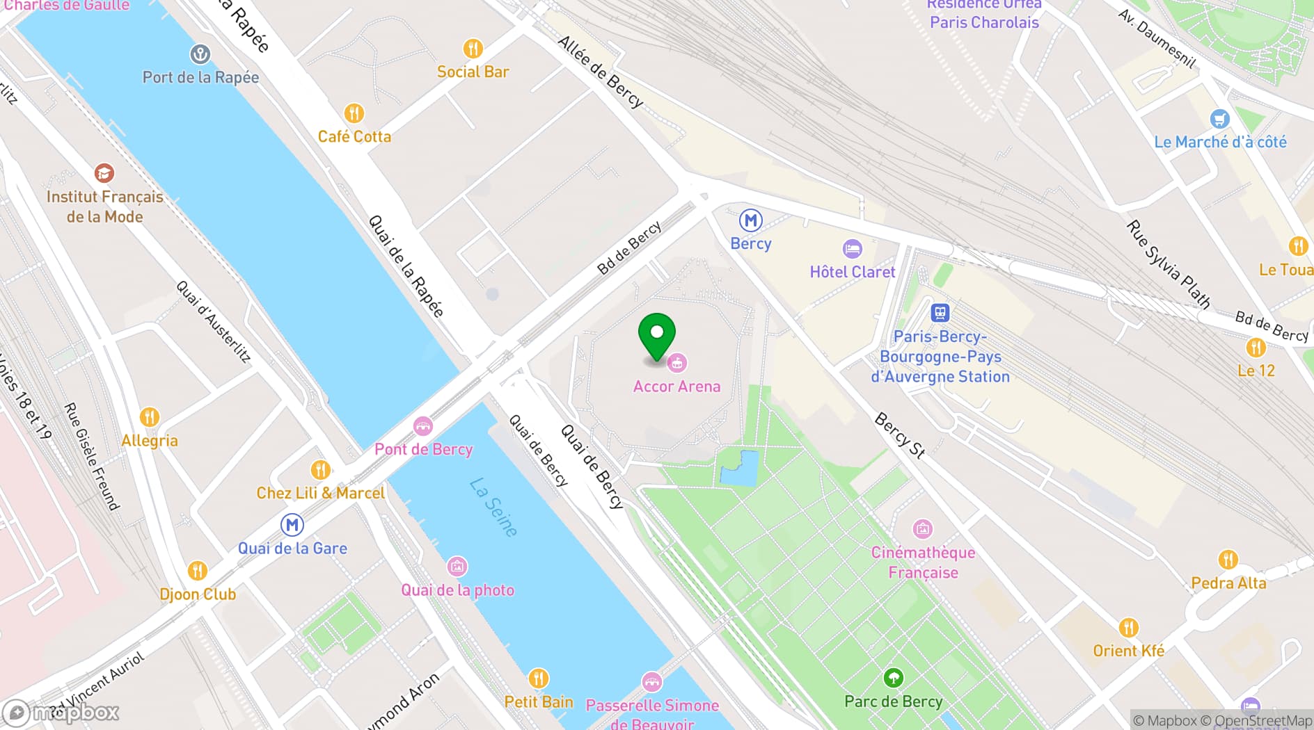 Map showing Accor Arena