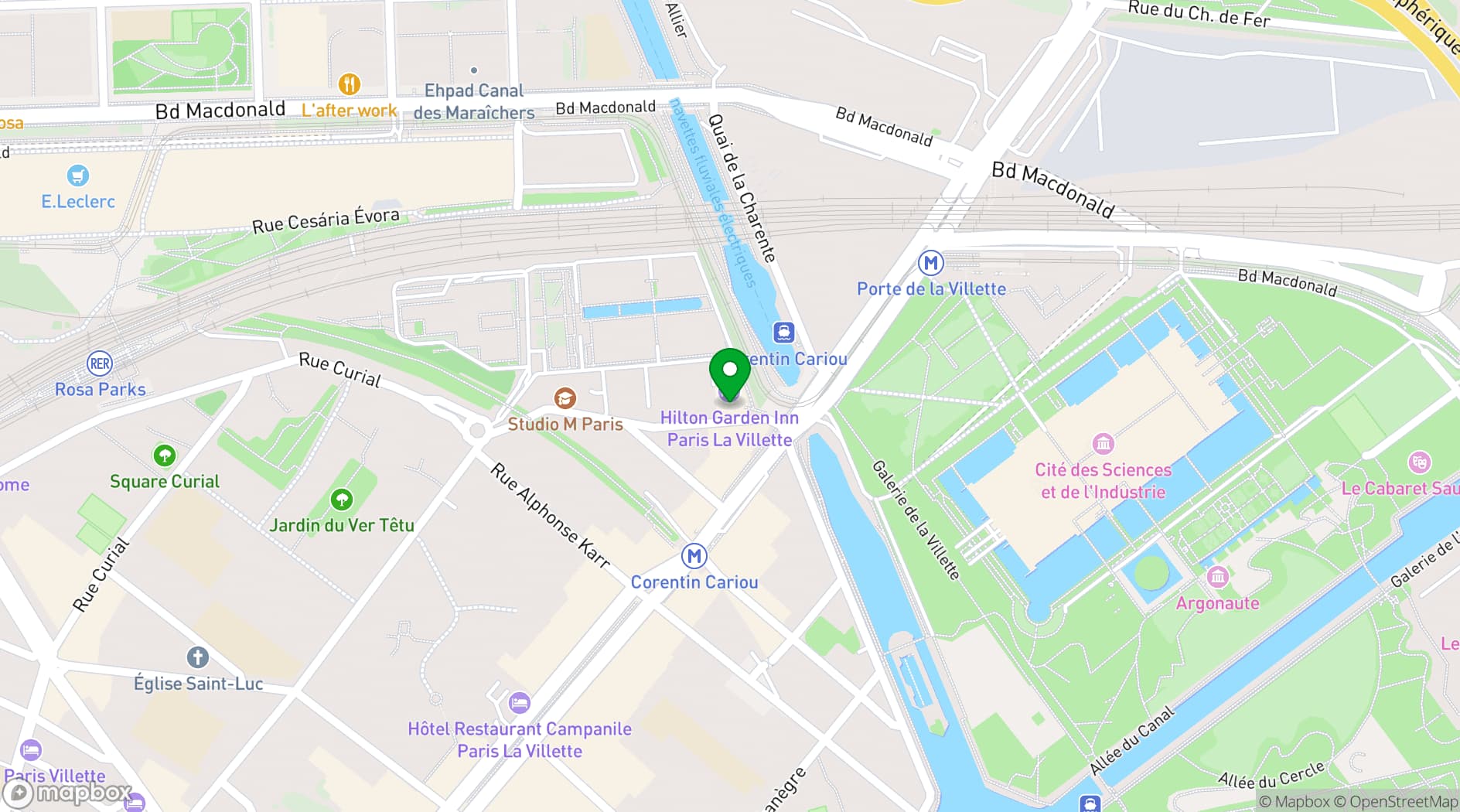 Map showing La Villette