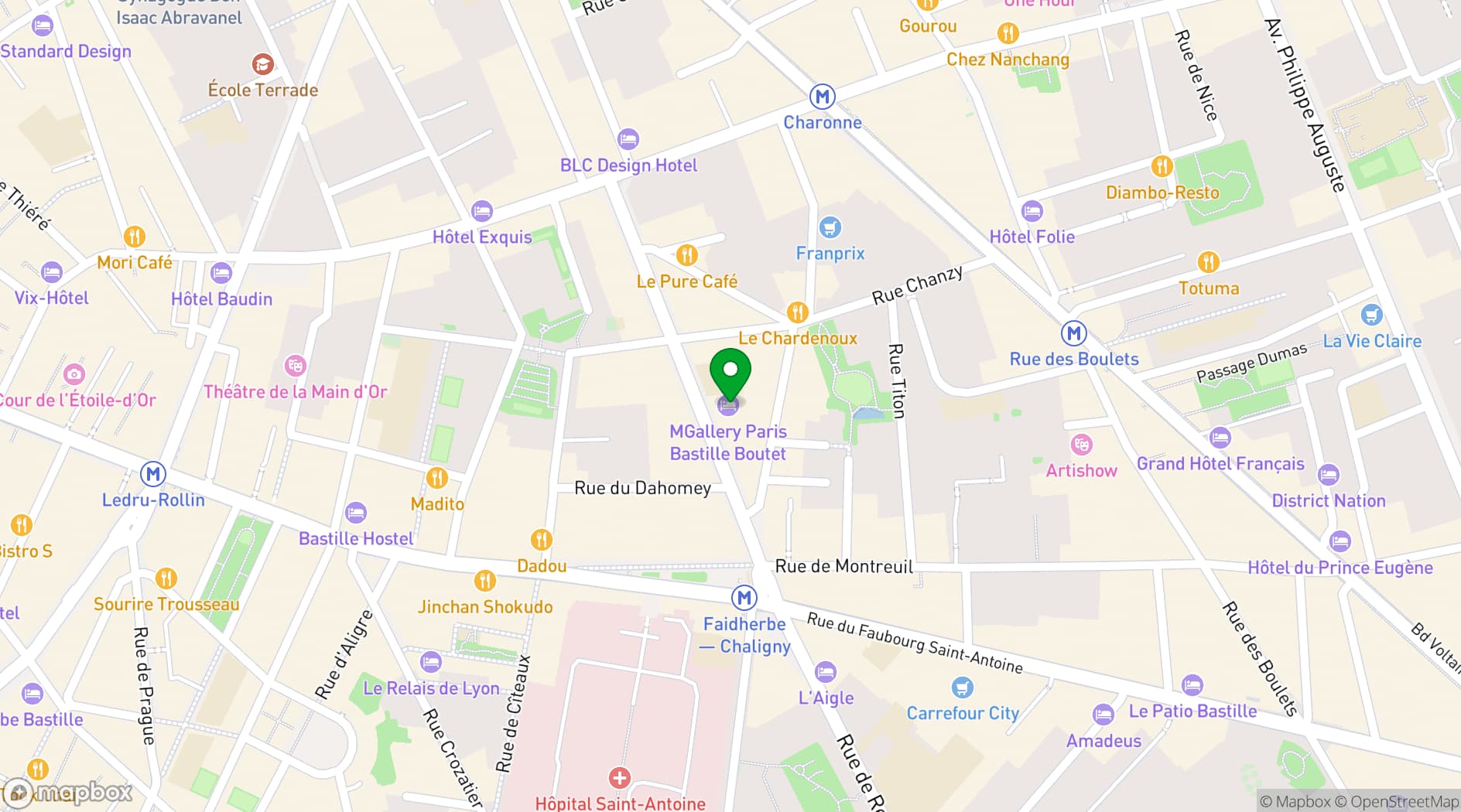 Map showing Hôtel Paris Bastille Boutet - MGallery
