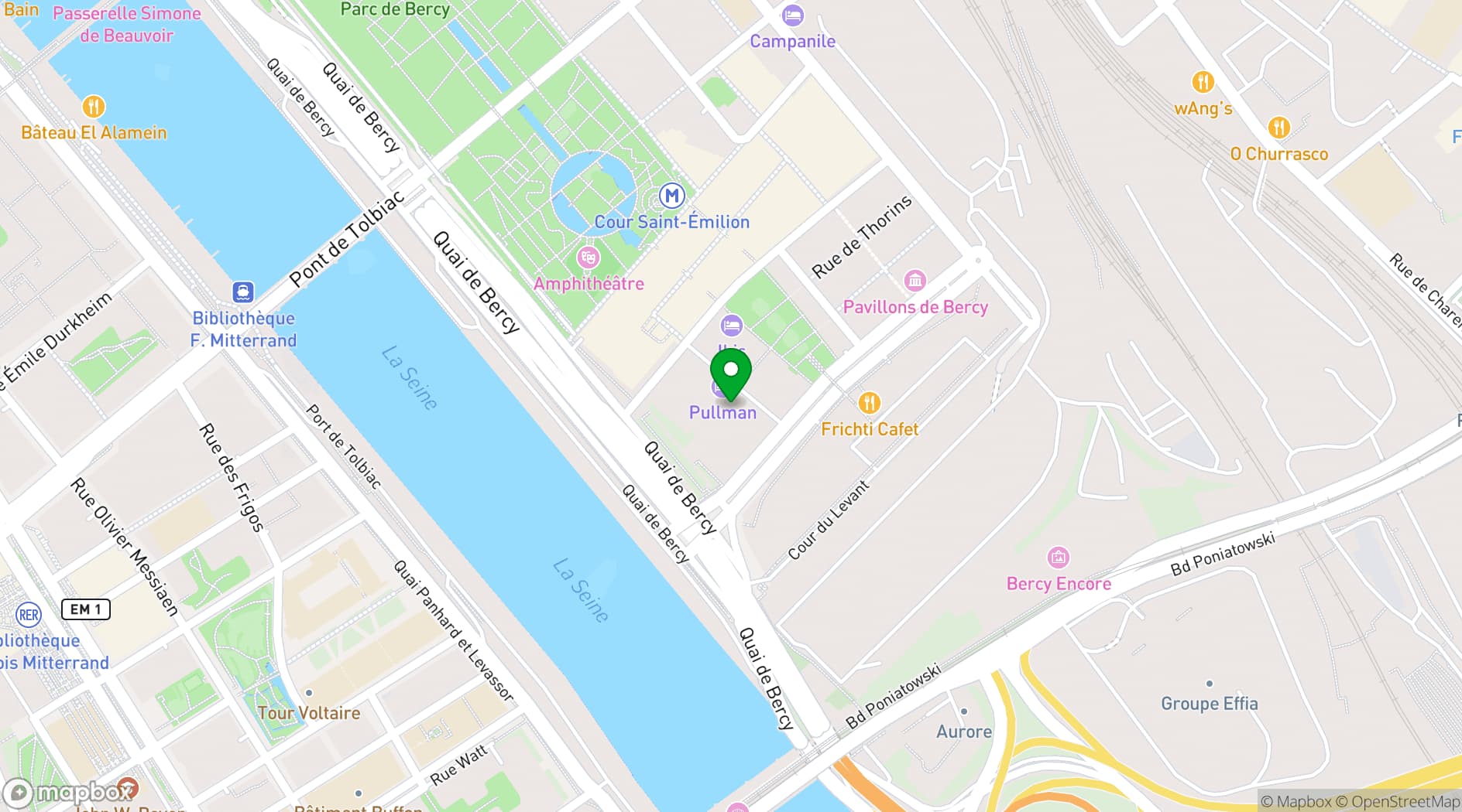 Map showing Pullman Paris Centre-Bercy