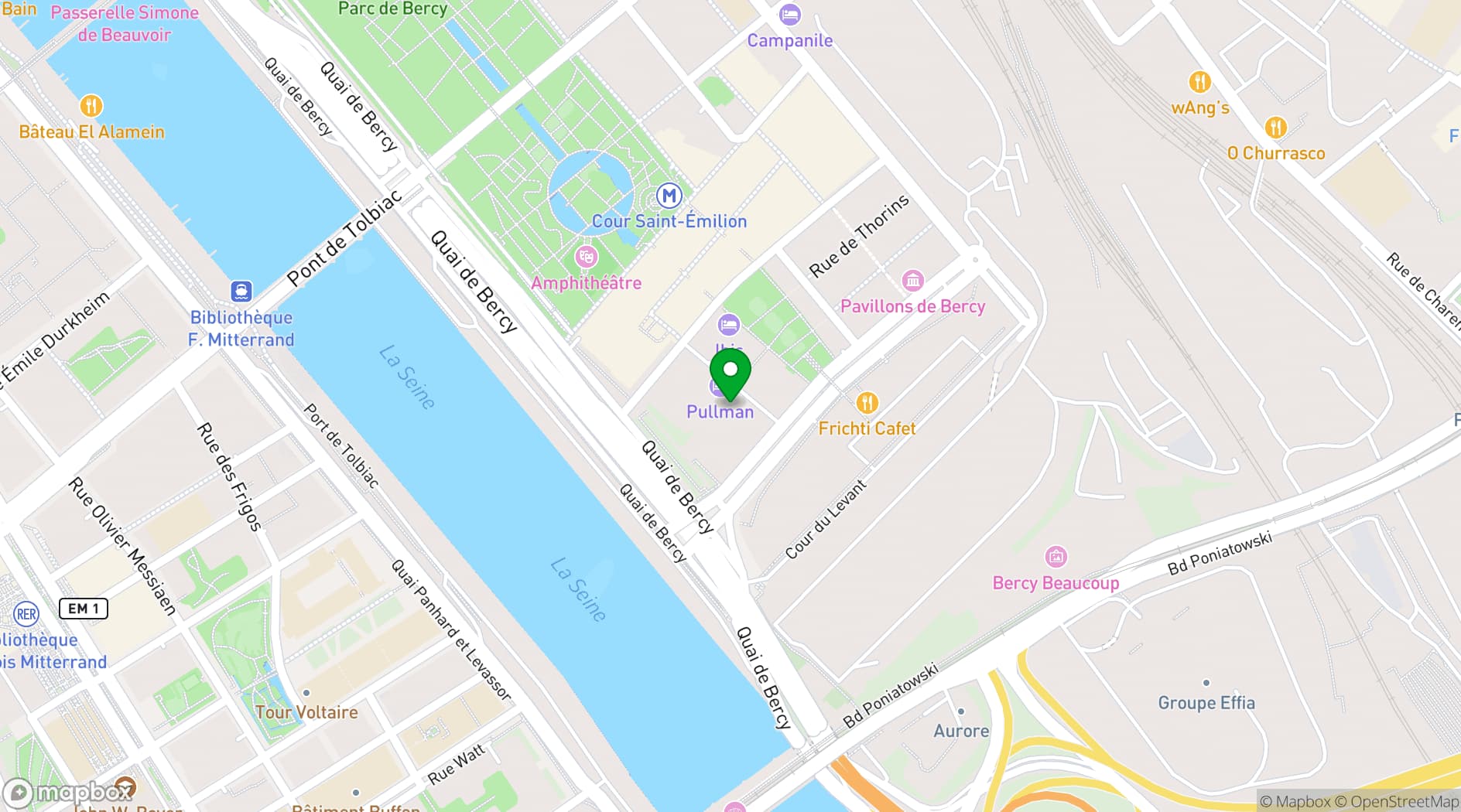 Map showing Pullman Paris Centre Bercy