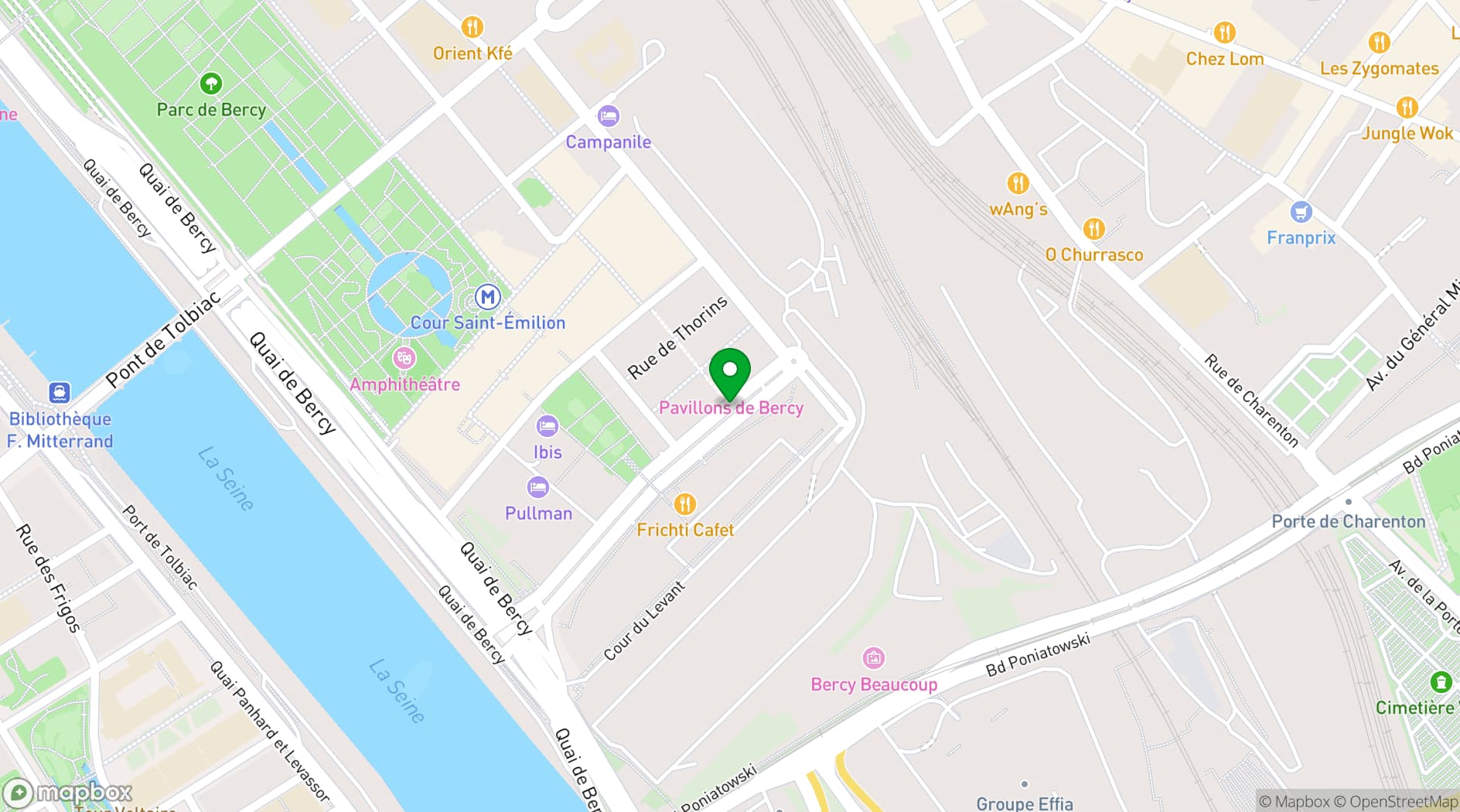 Map showing Les Pavillons de Bercy - Musée des Arts Forains