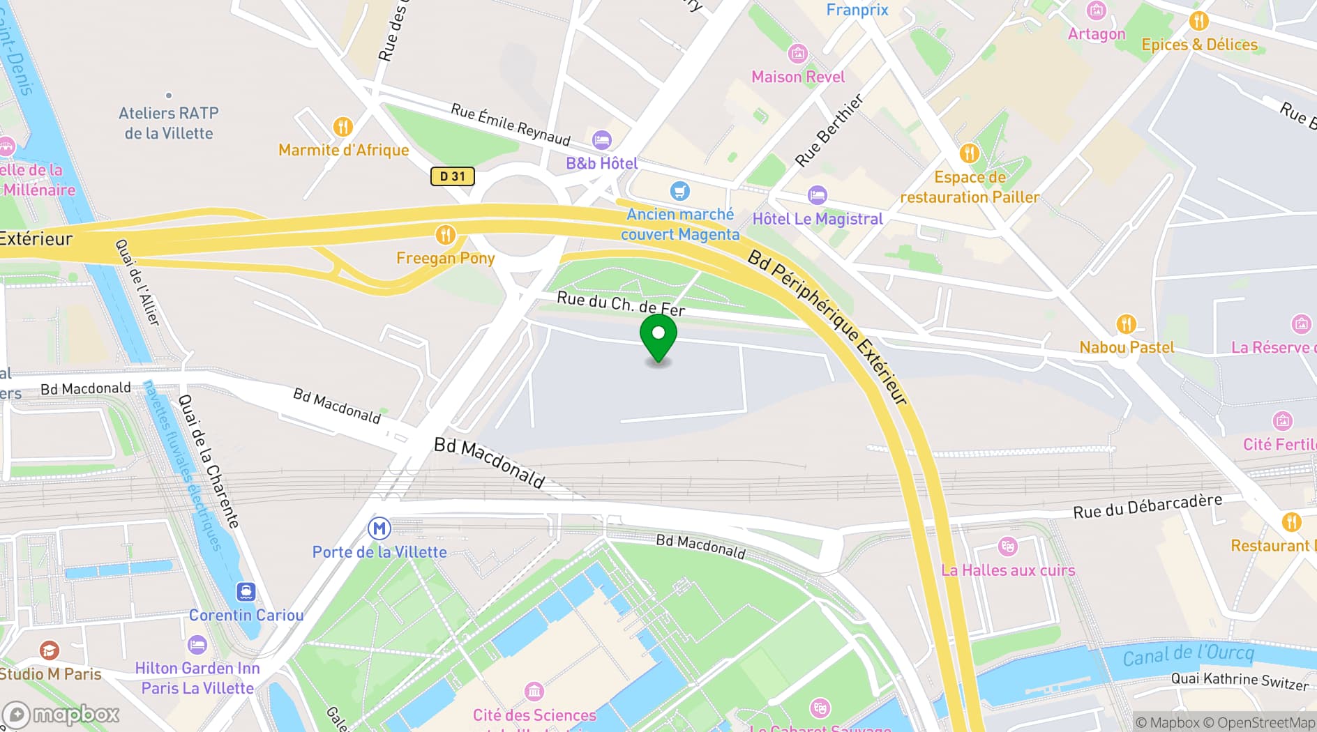 Map showing Paris Event Center