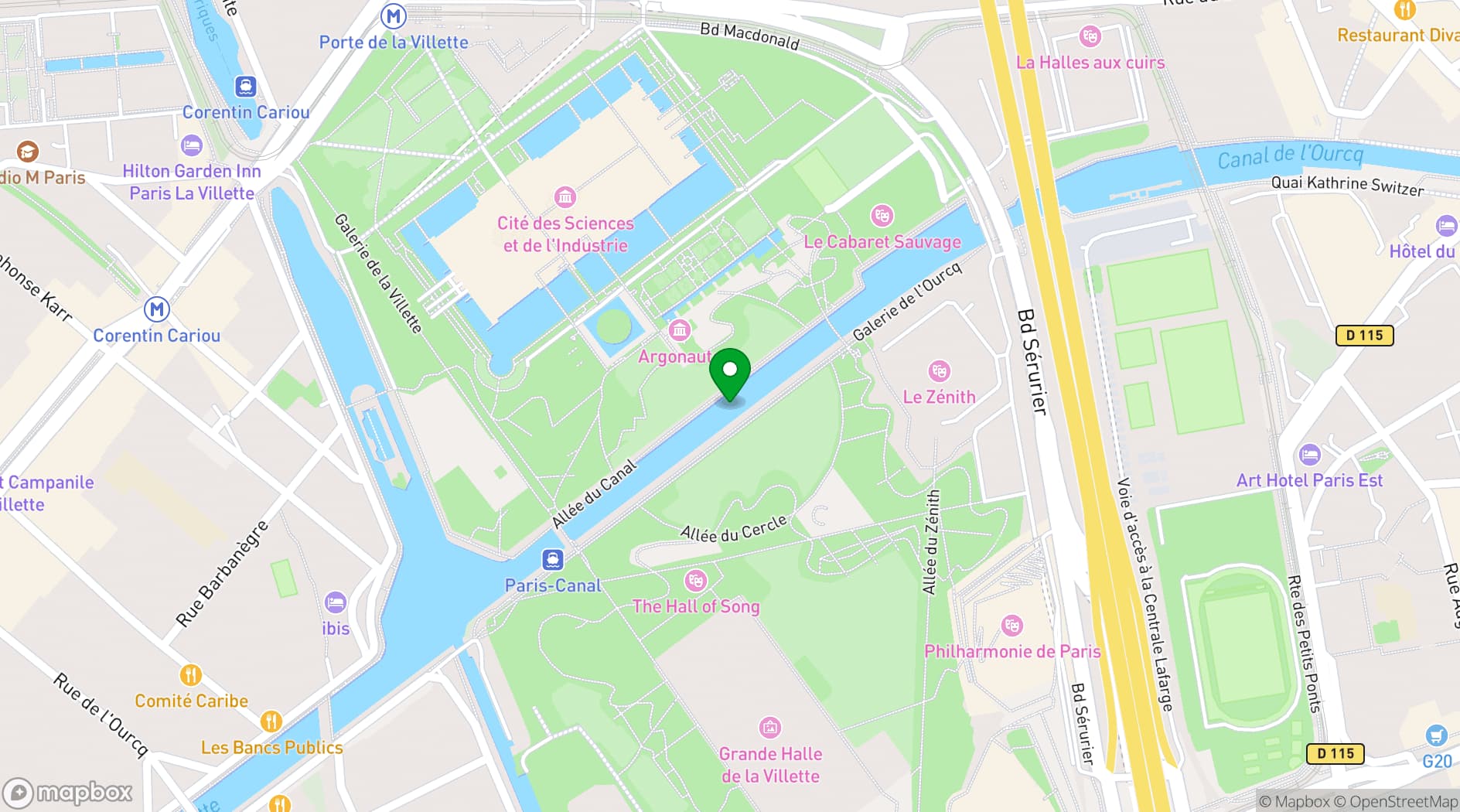 Map showing Parc de la Villette