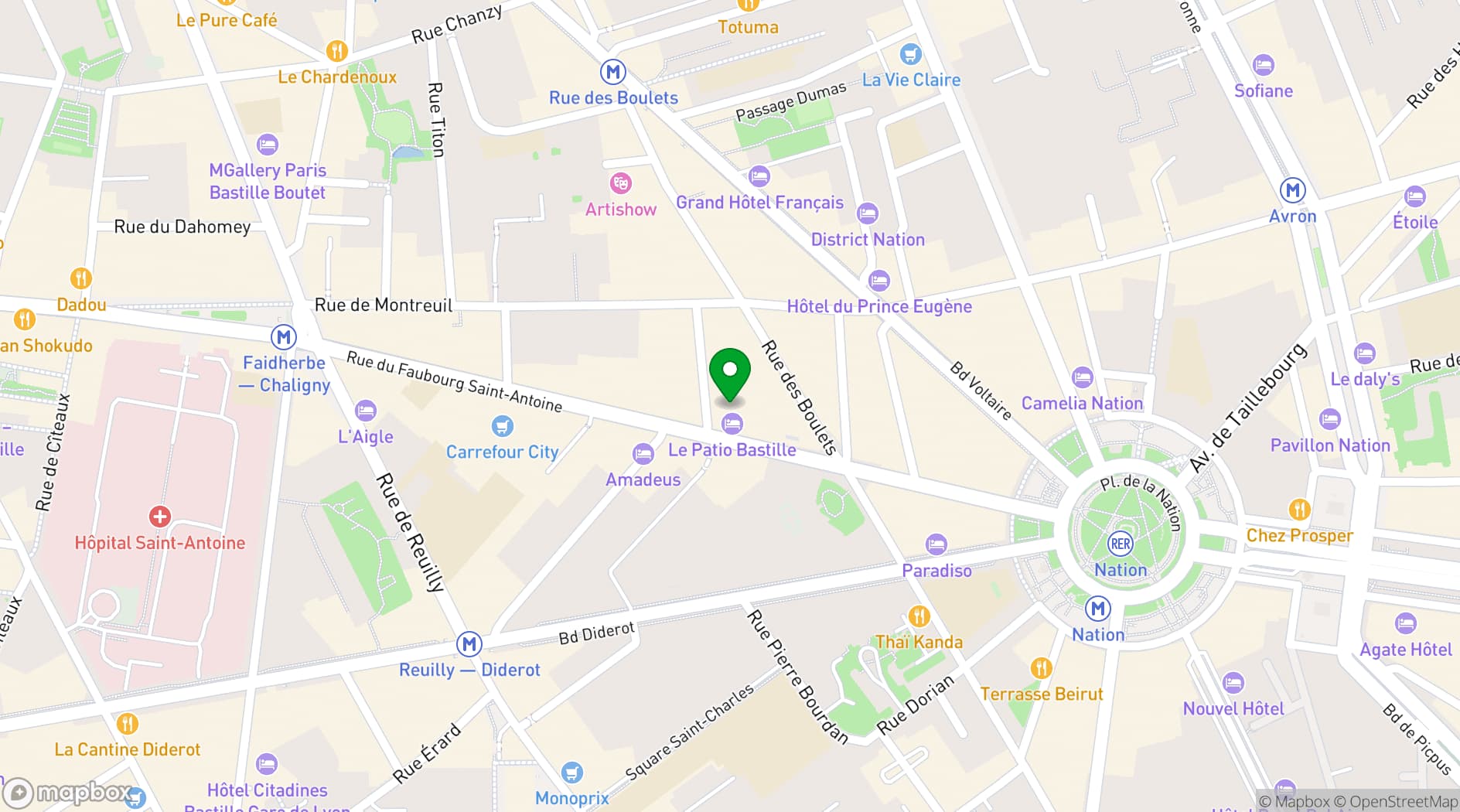 Map showing Le Patio Bastille