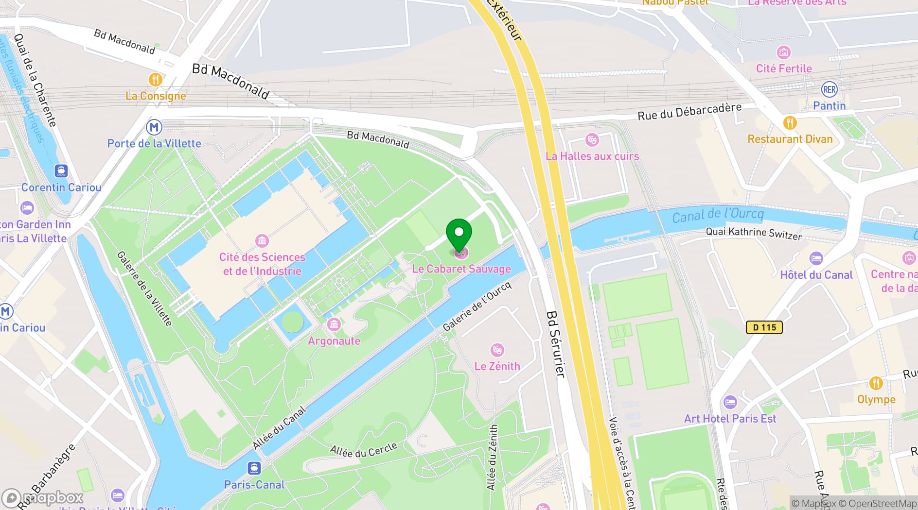 Map showing Cabaret Sauvage