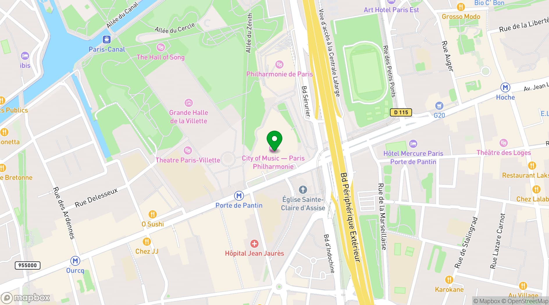 Map showing Cité de la musique - Philharmonie de Paris