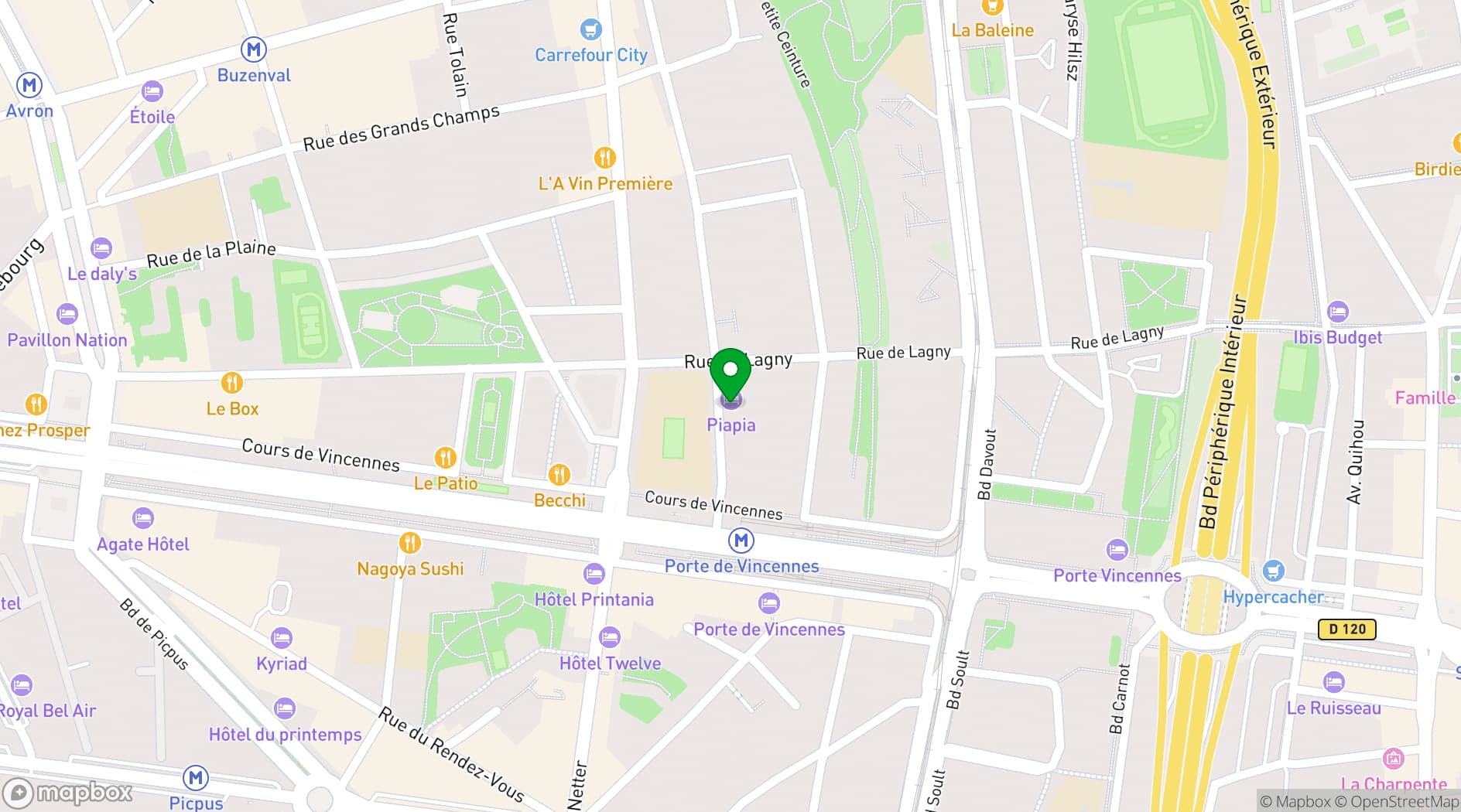 Map showing Hôtel Piapia