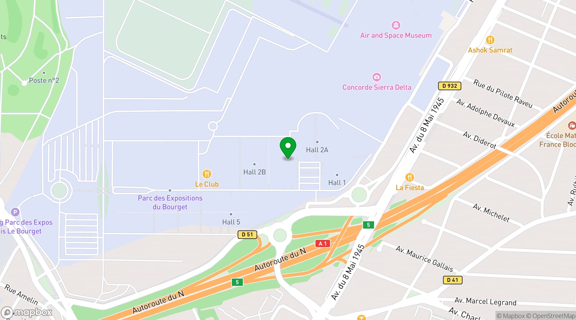 Map showing Paris Le Bourget