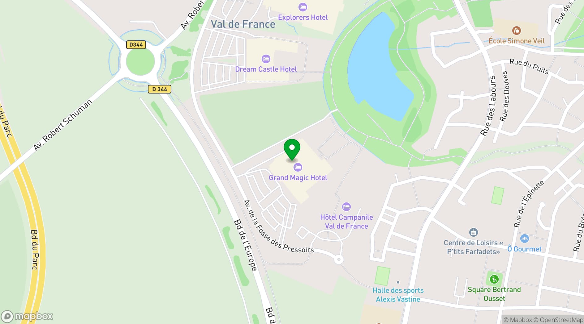 Map showing Grand Magic Hotel