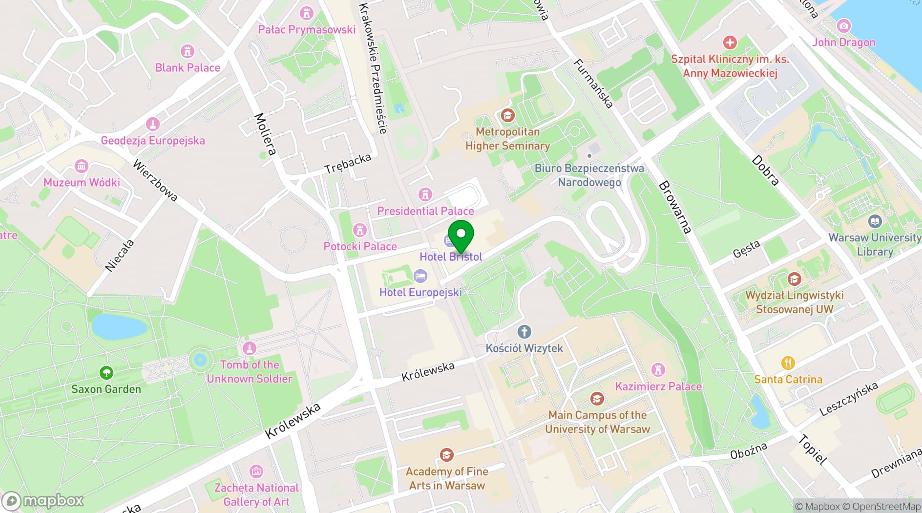 Map showing Hotel Bristol, Warsaw