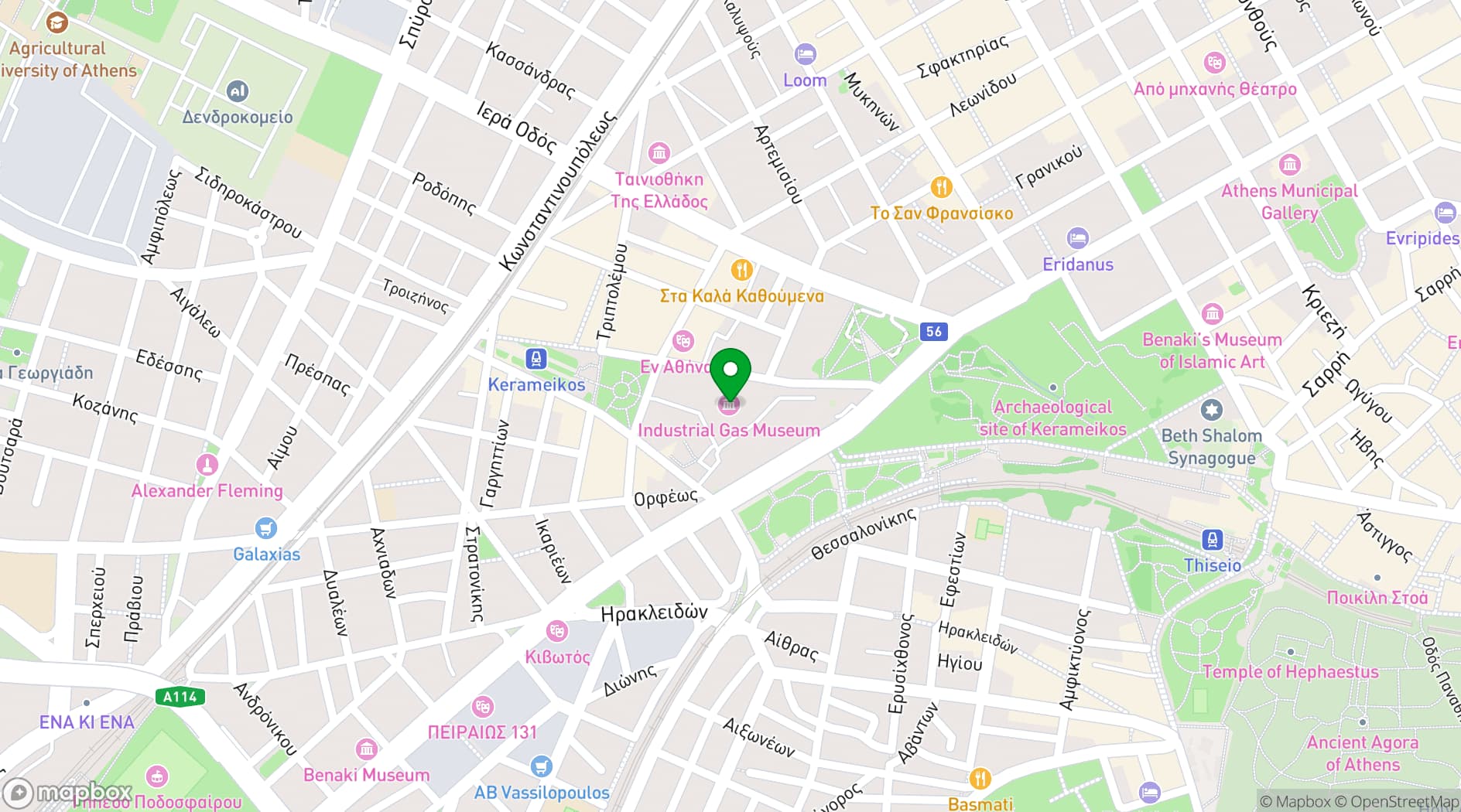 Map showing Technopolis City of Athens