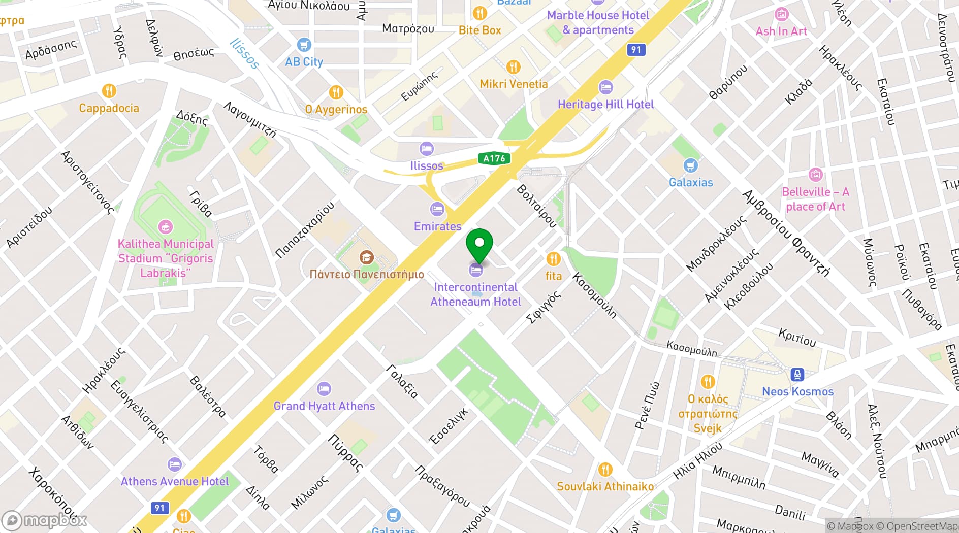 Map showing Athenaeum Conference Centre