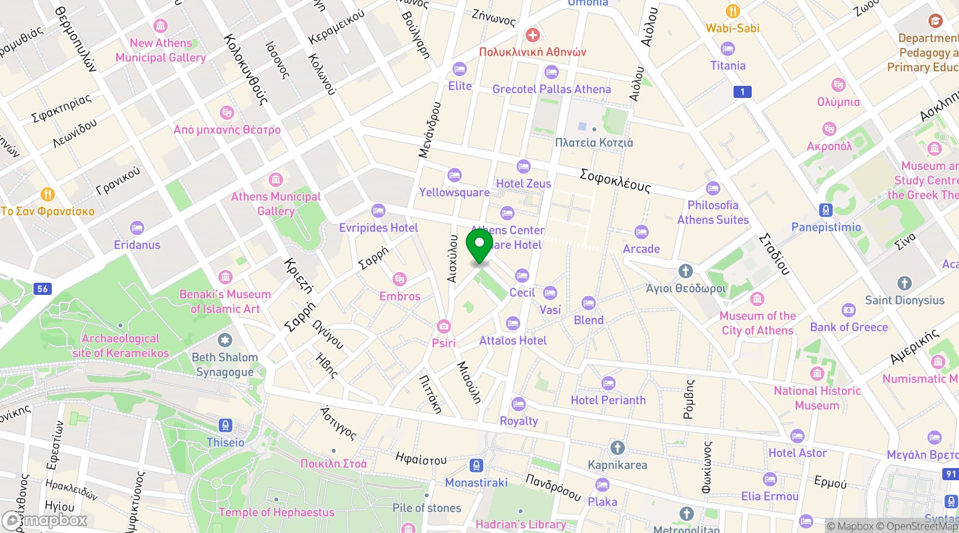 Map showing Arion Hotel