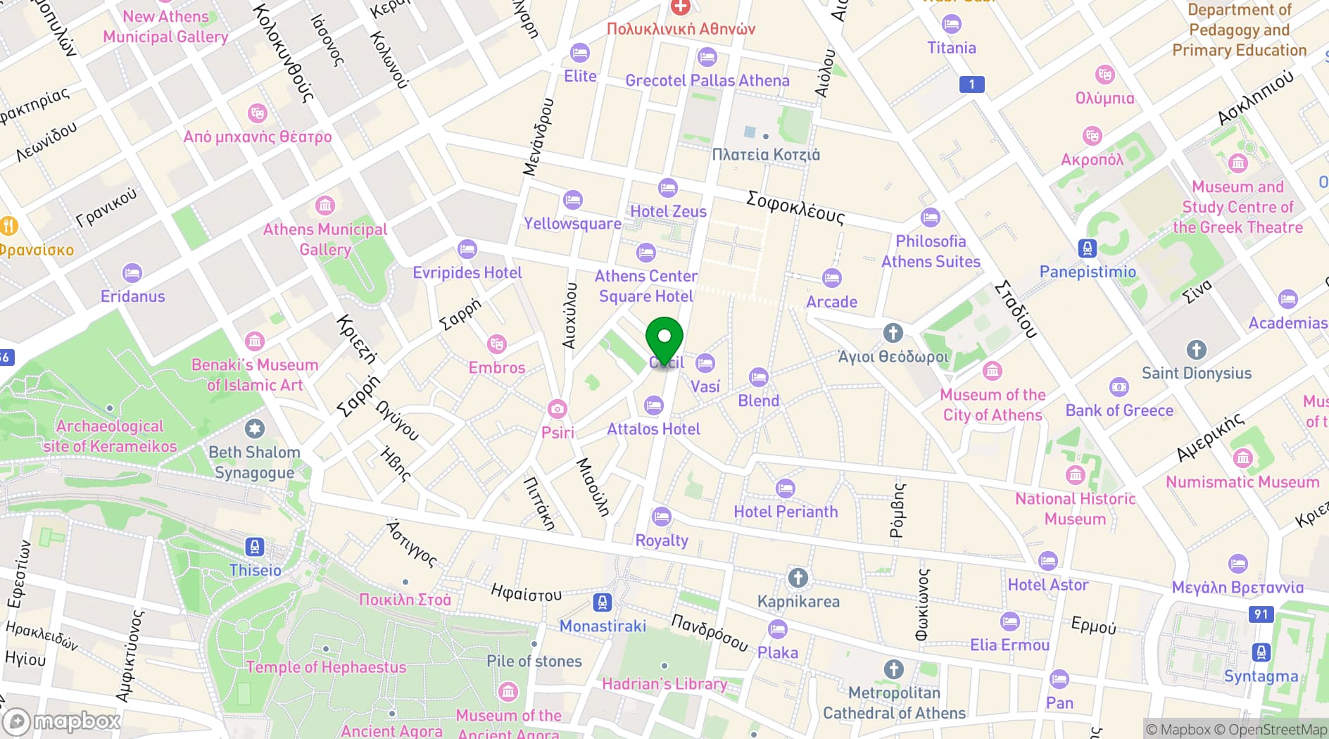 Map showing NLH Monastiraki